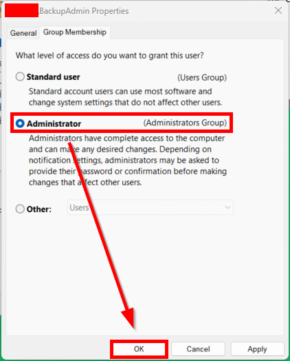 Microsoft Windows 11 24H2 create local user administrative rights admin administrator emergency access account mfa 2fa authentication